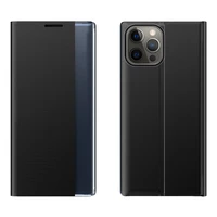 Sleep Case grāmatas tipa viedtālruņa apvalks ar viedo logu iPhone 13 Pro melns