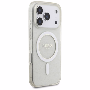 Guess IML Glitter Pearl Strap MagSafe Чехол для iPhone 17 Pro - прозрачный