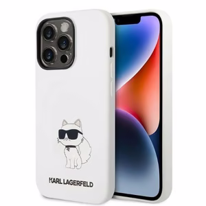 Karl Lagerfeld Silicone Choupette viedtālruņa apvalks iPhone 14 Pro Max - balts