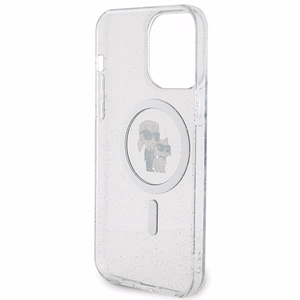 Karl Lagerfeld KLHMP14XHGKCNOT Karl & Choupette Glitter vāciņš ierīcei iPhone 14 Pro Max 6.7", ar MagSafe, caurspīdīgs