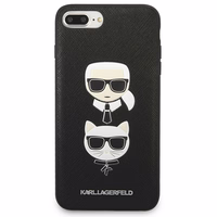 Karl Lagerfeld Saffiano Karl&Choupette Galvas viedtālruņa apvalks iPhone 7 Plus / iPhone 8 Plus - melns