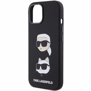 Karl Lagerfeld Silikona Karl&Choupette Head apvalks viedtālrunim iPhone 15 Plus / 14 Plus - melns