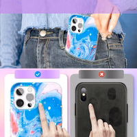 Kingxbar Watercolor Series krāsains viedtālruņa apvalks iPhone 12 Pro Max zila un rozā