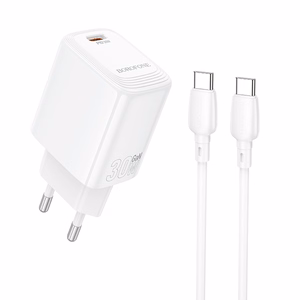 Borofone сетевое зарядное устройство BN28 Fuente - Type C - PD 30W с кабелем Type C - Type C белый