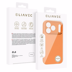 Liavec Silk Shield maciņš ar metāla kameras rāmi priekš Iphone 17 Pro Max oranžs