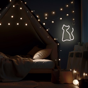 Neon LED Light CAT warm balts Bat + USB FLNE03 Forever Light