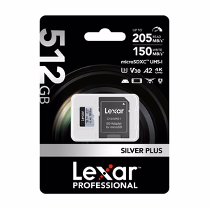 Lexar High-Performance Silver Plus microSDXC atmiņas karte 512 GB + adapteris