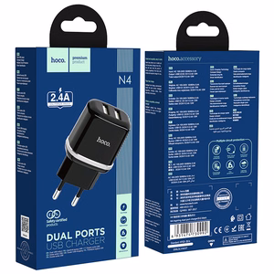 Lādētājs Hoco N4 12W 2xUSB-A melns