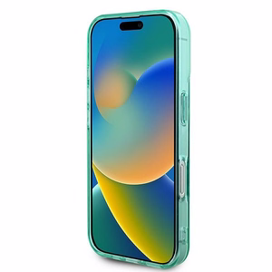 Guess IML Rhinestones Magnētiskais viedtālruņa apvalks iPhone 16 - zaļš