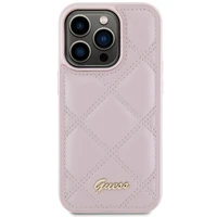 Guess Quilted Metal Logo viedtālruņa apvalks iPhone 15 Pro Max - rozā
