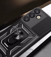 Hibrīda bruņu Camshield ar kameras vāciņu un metāla gredzenu Samsung Galaxy S25+ - melns