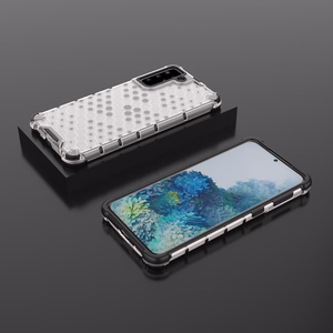 Šūnveida dizaina viedtālruņa apvalks bruņots pārsegs ar gēla rāmi Samsung Galaxy S22 + (S22 Plus) caurspīdīgs