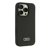 Audi Silikona viedtālruņa apvalks iPhone 16 Pro 6.3" melns/melns cietais apvalks AU-LSRIP16P-Q3/D1-BK