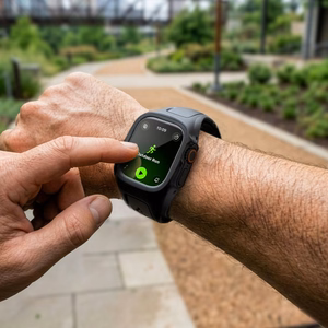 Spigen Liquid Air Pro maciņš ar siksniņu un 9H rūdīts stikls Apple Watch Ultra 49 mm, melni