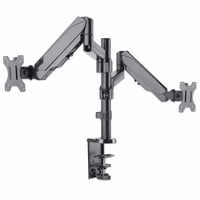 Manhattan TV & Monitor Mount, Desk, Full Motion (Gas Spring), 2 screens, Screen Sizes: 10-27", Black, Clamp or Grommet Assembly, Dual Screen, VESA 75x75 to 100x100mm, Max 8kg (each), Lifetime Warranty