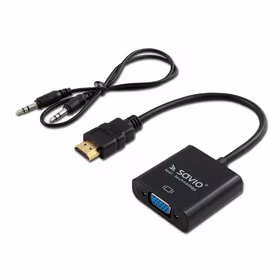 SAVIO HDMI (M) – VGA (F) Adapter with audio CL-23/B melns