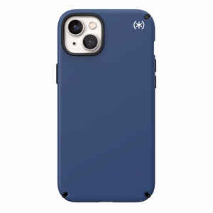 Speck Presidio2 Pro vāciņš ierīcei iPhone 15 Plus / 14 Plus, ar Microban pretmikrobu aizsardzību, “Coastal Blue / Black / White” krāsu kombinācija