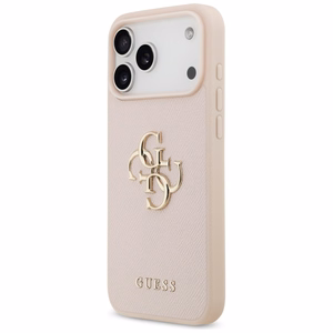 Guess Graudains Liels 4G un Klasiskais Logotips viedtālruņa apvalks iPhone 17 Pro Max - rozā