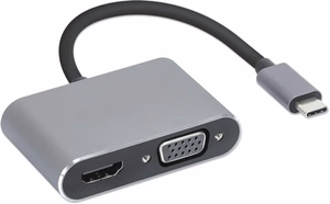 USB Type-C centrmezgls 4-in-1 USB 3.0 + PD 100W + HDMI 4k30Hz + VGA FullHD
