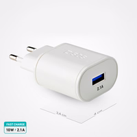 SBS TETR1USB2AWFAST 10W USB-A sienas lādētājs - balts
