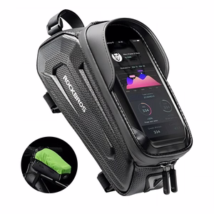 Rockbros B68 pastiprināta velosipēda rāmja soma ar tālruņa kabatu un pārvalku, 1.7L - melna