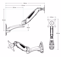 ARCTIC W1 3D Gāzes atsperes 49“/43“ monitora sienas stiprinājums
