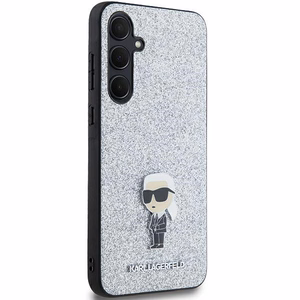 Karl Lagerfeld Fiksēts Mirdzošs Ikonik Logo Metal Pin viedtālruņa apvalks Samsung Galaxy A35 - sudraba