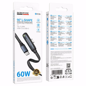 Melns Borofone BX126 Skillful USB-C–USB-C kabelis, PD 60 W, 1 m