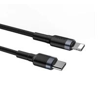 Baseus CATLKLF-G1 Lightning - USB-C PD QC kabelis 18W 480Mb/s 1m - melns un pelēks