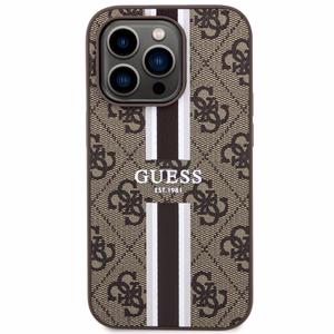 Guess GUHMP14LP4RPSW iPhone 14 Pro 6.1" brūns/brūns cietais apvalks 4G Printed Stripes MagSafe