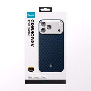 Zils Benks Magnetic Armor Air Armor Grid 600D kevlara vāciņš ar metāla rāmi (C.K.FL.AP.BE.0072), paredzēts iPhone 18 Pro / iPhone 17 Pro