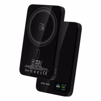 Blavec Portatīvais lādētājs 5000mAh BJ-04 Īpaši Plāns 7,8mm - Type C - 22,5W magnētiskā Magsafe 3 in 1 (PBBJ04-MC5B) melna stikls