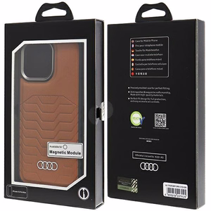 Audi Sintētiskās ādas viedtālruņa apvalks ar Magnētisko iPhone 15 Pro Max - brūns