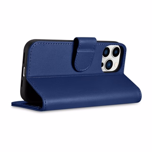 iCarer Maki apvalks 2in1 vāks iPhone 14 Pro Max Anti-RFID ādas atverams apvalks zils (WMI14220728-BU)