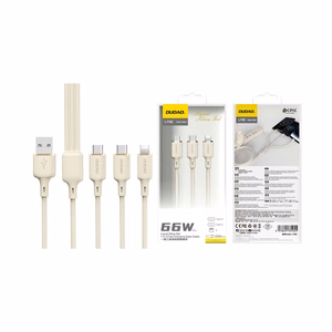 Dudao L7SE 3in1 USB-A - 2x USB-C / Lightning 66W Cable 1.2m - beige