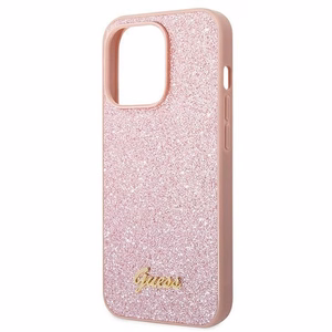 Guess Glitter Script viedtālruņa apvalks iPhone 14 Pro Max - rozā