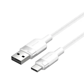 USB 2.0 A uz USB-C 3A kabelis Vention CTNWF 1M (balts)