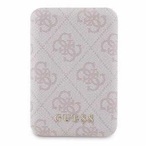 Guess indukcijas 15W GUPB5FP4EMGP 5000mAh portatīvais lādētājs rozā/rozā 4G ādas metāla logotips MagSafe