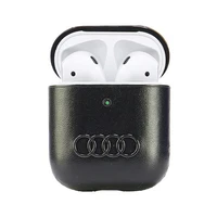 Audi ādas liela logotipa apvalks AirPods 1 / 2 - melna