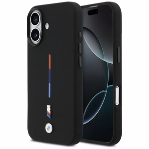 BMW M Silicon Tricolor Line MagSafe macins iPhone 17 - melns