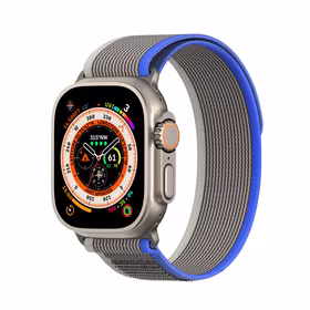 Sporta Velcro siksna Apple Watch Ultra / 9 / 8 / 7 / 6 / SE / 5 / 4 / 3 / 2 / 1 (42, 44, 45, 49 mm) Dux Ducis siksna YJ versija - zila-pelēka
