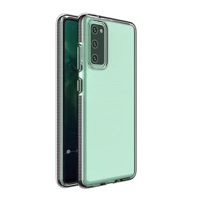 Viedtālruņa apvalks Spring Case – skaidrs TPU gel apvalks ar krāsainu rāmi, paredzēts Samsung Galaxy A72 4G – melns apvalks