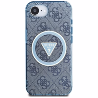 Guess IML Metal Glitter 4G Circle Triangle magnētiskais viedtālruņa apvalks iPhone 16e - zils
