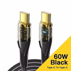 USB Kabelis Essager "Interstellar" Caurspīdīgs (melns) "Type-C / Type-C" 200cm (up to 60W)