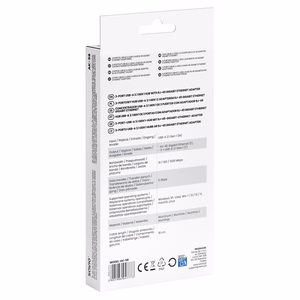 Savio AK-57 USB-A uz 3x USB-A centrmezgls ar RJ-45 Gigabit Ethernet adapteri, USB 3.2 Gen 1, melns/pelēks