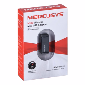MERCUSYS MW300UM mini USB bezvadu adapteris, 300 Mbps, melns