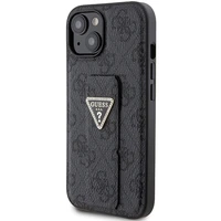 Guess viedtālruņa apvalks ar statīvu Grip Stand 4G Triangle Strass iPhone 15 - melns