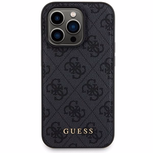 Guess 4G Metal Logo viedtālruņa apvalks komplekts iPhone 14 Pro Max + 5000mAh Magnētiskā portatīvais lādētājs - melna