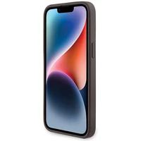 Guess GUHMP15LG4GFRW iPhone 15 Pro 6.1" brūns/brūns cietais apvalks 4G kolekcija ādas metāla logotips Magnētiskais