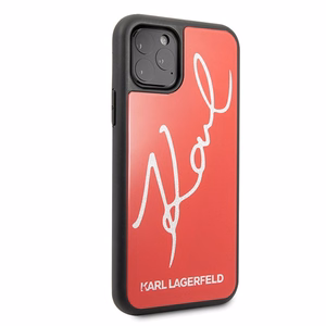 Karl Lagerfeld Signature Glitter Case for iPhone 11 Pro - Red